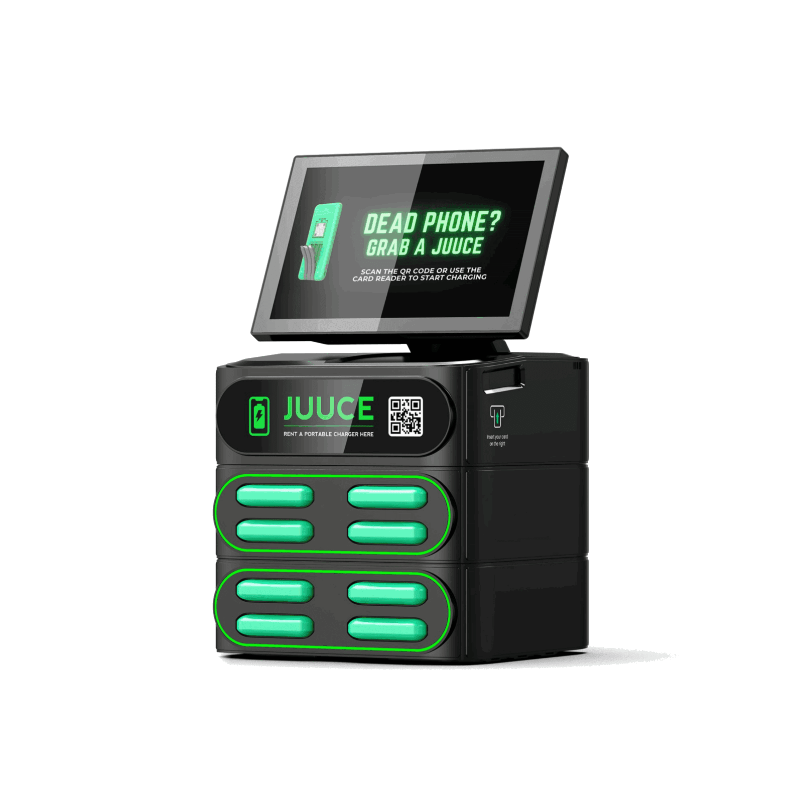 JUUCE eight-slot portable charging station with touchscreen